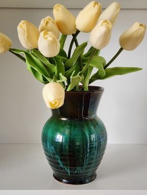 Vintage Blue Mountain Pottery Green Blue Drip Glaze Ceramic Vase MCM